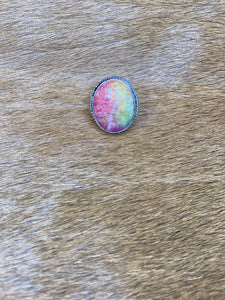 Short Oval Rainbow Tie Dye Ring - Ella’s Arrow