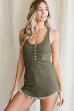 Load image into Gallery viewer, Love You Best Olive Henley Tank - Ella’s Arrow
