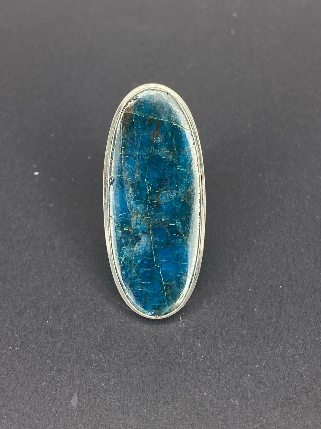 Blue Apatite Long Oval Ring - Ella’s Arrow