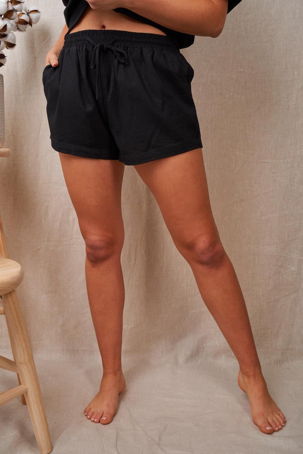 My Story Black Linen Shorts