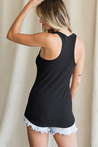 Love You Best Black Henley Tank - Ella’s Arrow