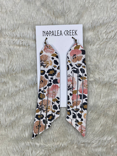 Leopard & Pansies Leather Earrings - Ella’s Arrow