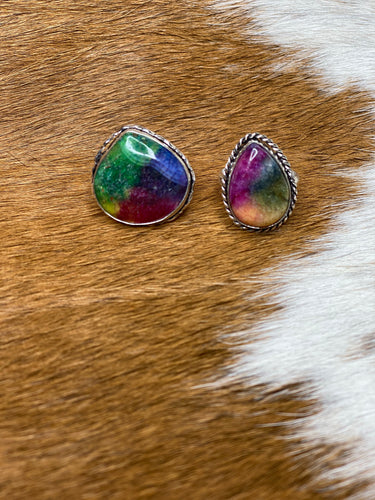 Teardrop Rainbow Tie Dye Ring - Ella’s Arrow