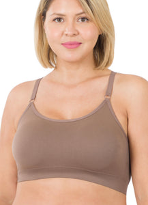 Mocha Seamless Cross Back Bra - Ella’s Arrow