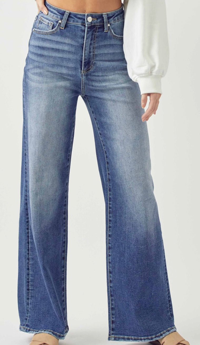 Risen Brand Dark Wash Wide Leg Jeans - Ella’s Arrow