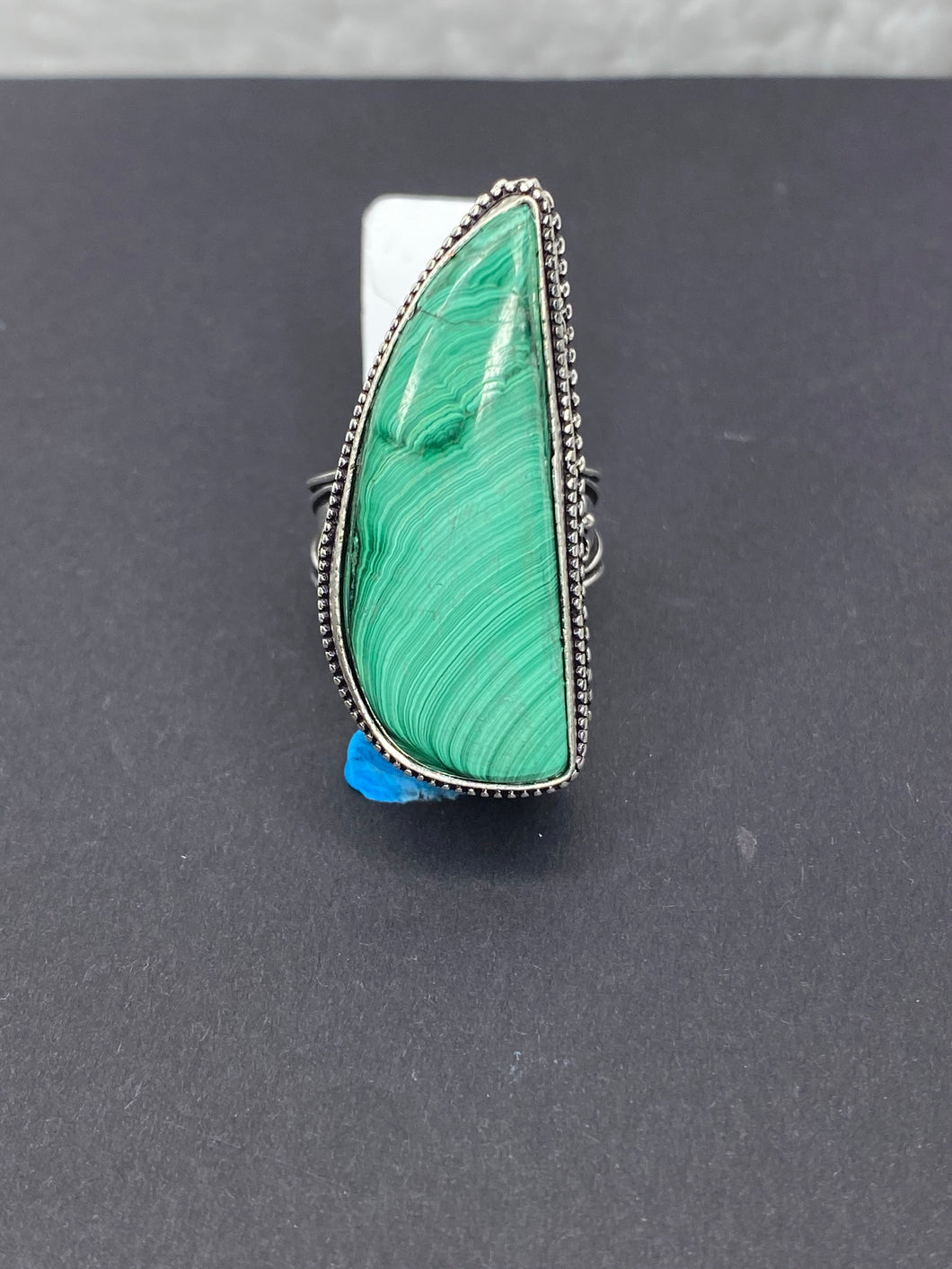 Malachite Long Teardrop Ring - Ella’s Arrow